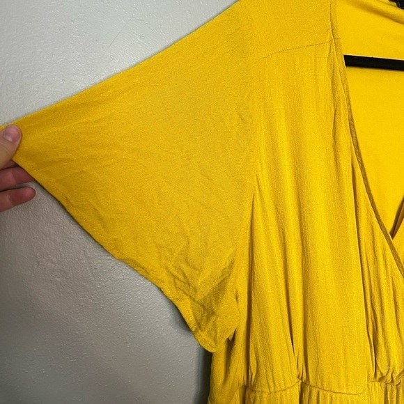 Torrid maxi rayon slub surplice wrap dress in yellow - Picture 8 of 9